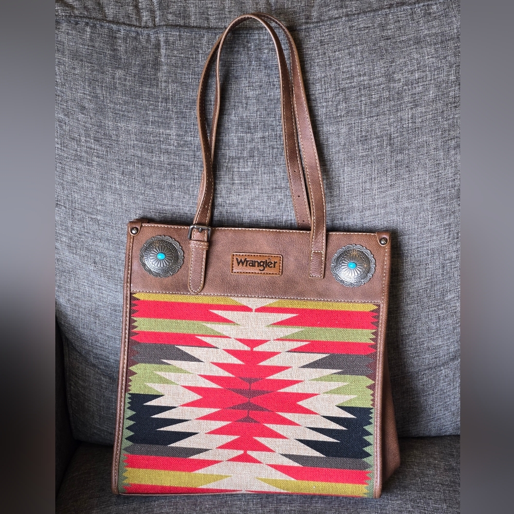 NEW Wrangler Aztec Large Shoulder Tote Bag Southwest Rodeo
